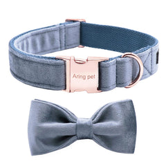 ARING PET Bowtie Dog CollarVelvet Dog Collars with Detachable Bowtie Cute &Comfortable Dog Collar Blue Medium.
