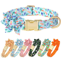 Beirui Cute Girl Dog Collars for Female Dogs Summer Dog Collar with Flower Soft Floral Pet Collars for Small Medium Large Dogs(Coconut TreeM)