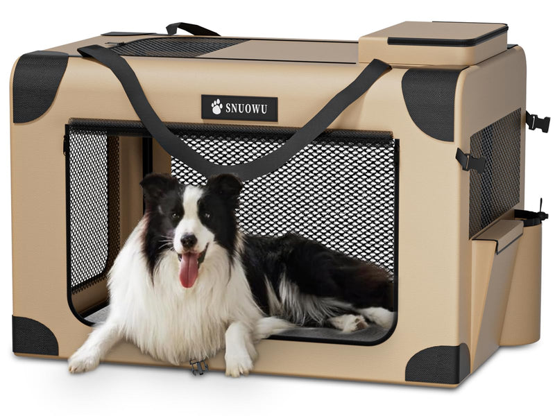 SNUOWU 36 Inch Collapsible Dog Crate 3-Door Portable Travel Dog Crate for Large Dogs Foldable Soft Dog Crate Pet Kennel for Indoor & Outdoor Pet Home (36